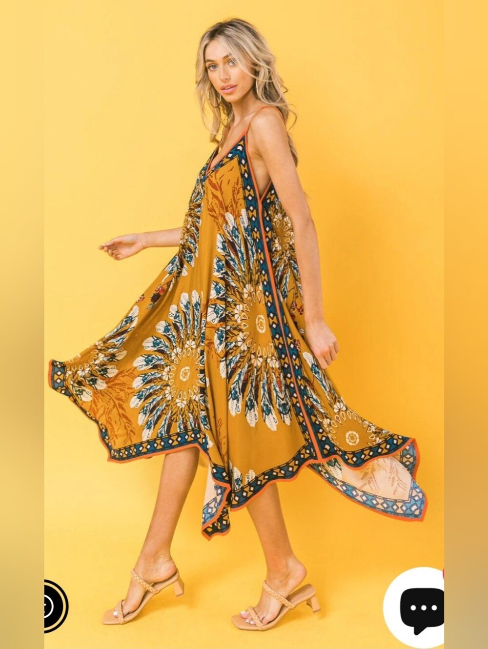 Jealous Tomato You Found My Heart Hanky Handkerchief Dress Mustard Color Size S